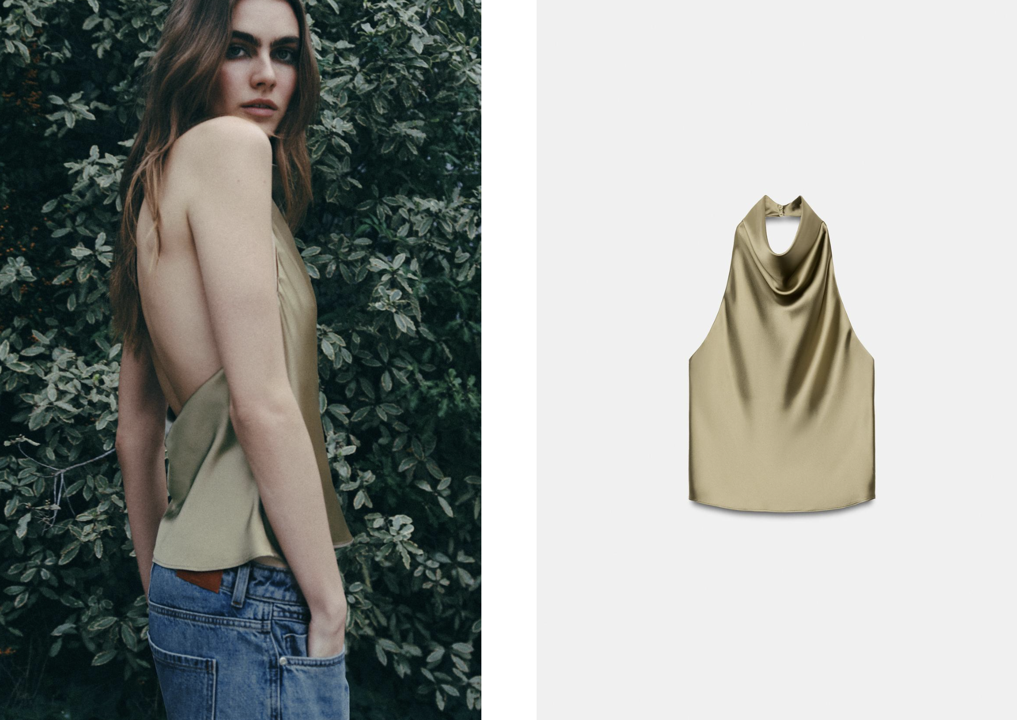 Cream halter top outfit preview